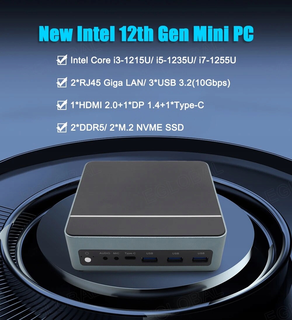 Komputer Mini PC F3 Intel i7 1255U DDR5 HDMI DP LAN USB Type-C WiFi BT Wielkość pamięci RAM 32 GB
