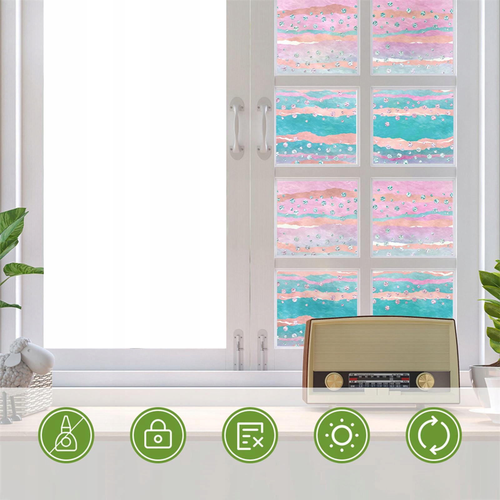 prywatności , Rainbow Window Clings, Długość 59 cm