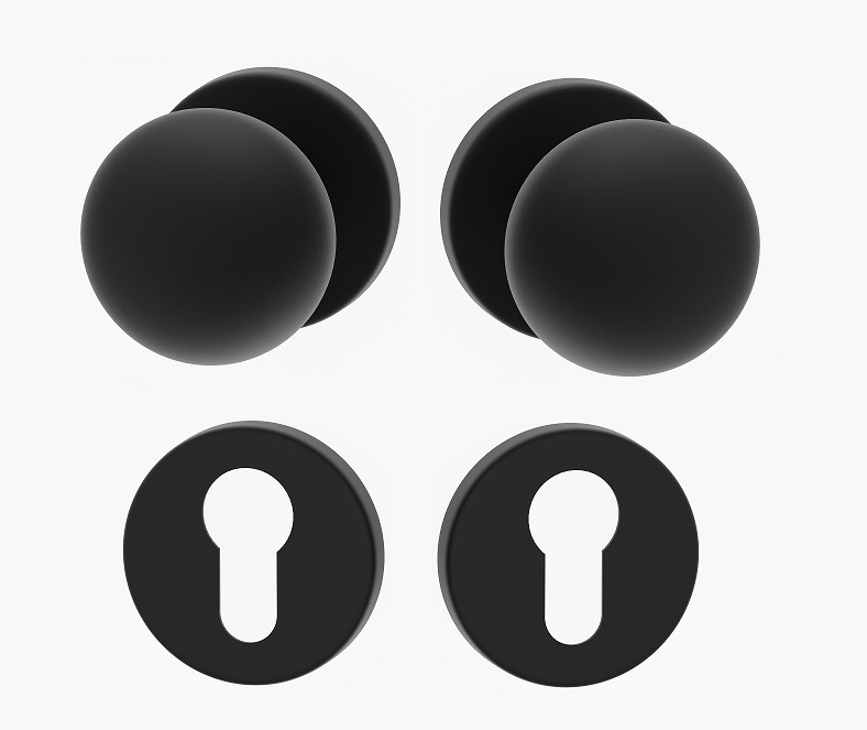 Dverové gombíky Lux Ro čierne rozety Wb