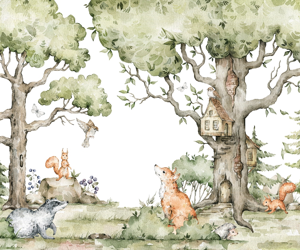 Fototapeta Magický les Akvarel pre deti 300 x 250 cm štruktúra 350 g