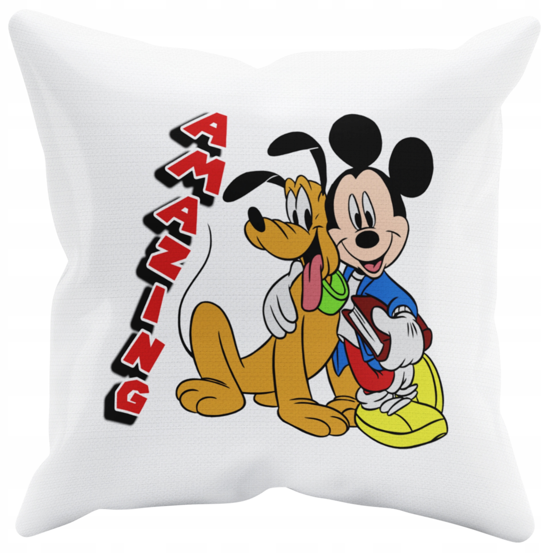 POSZEWKA NA PODUSZKĘ JAŚKA DO PRZEDSZKOLA MYSZKA MICKEY + IMIĘ GRATIS Kolor dominujący biel