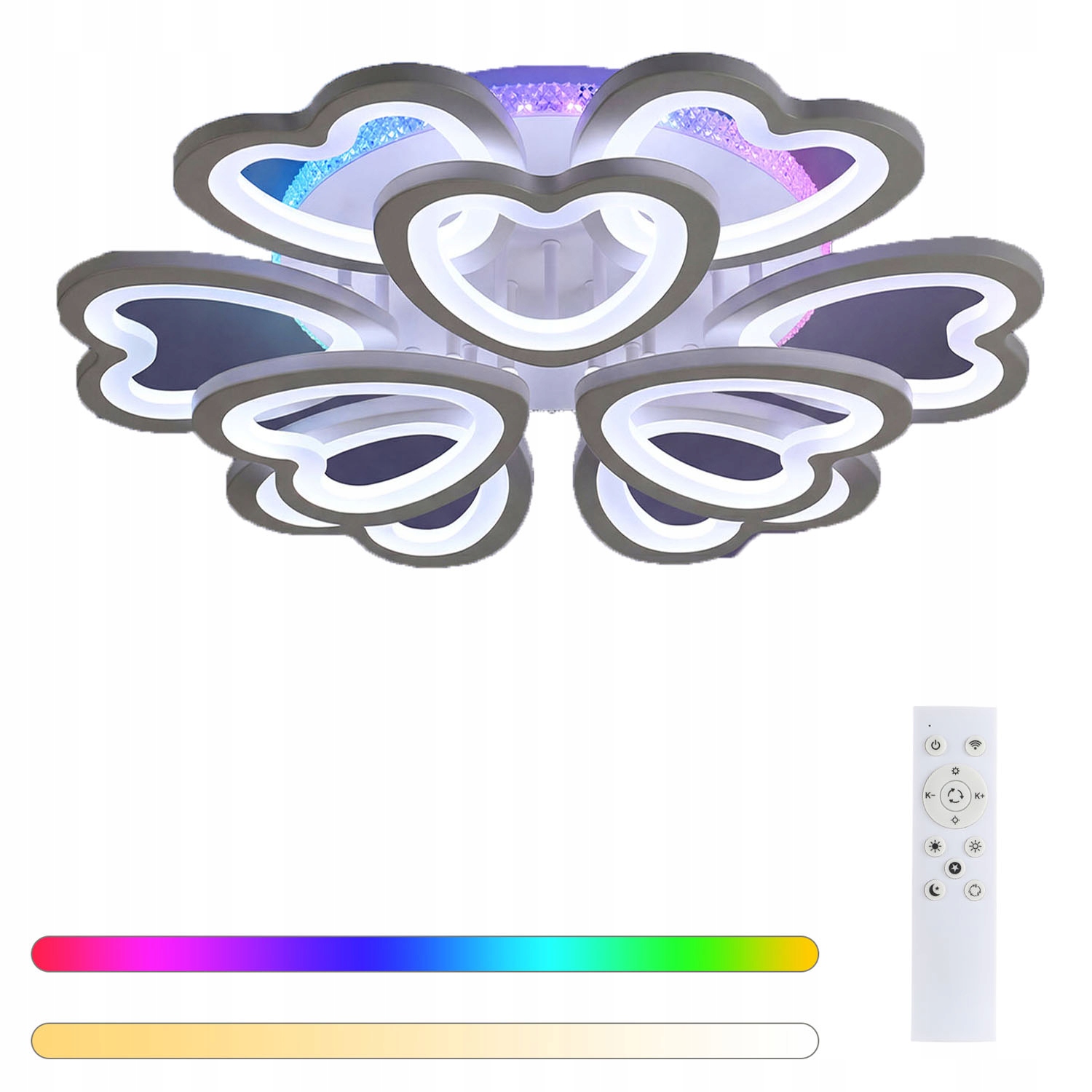 SERCE LAMPA SUFITOWA 100W ZMIENIAJĄCA KOLOR, ŻYRANDOL LED Z PILOTEM