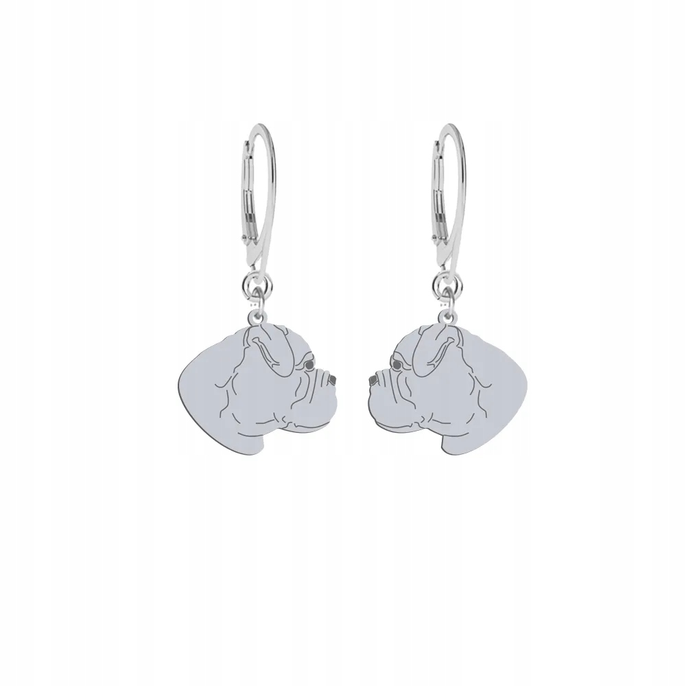 Stříbrné Náušnice se psem Bullmastiff 925 Šperky Dárek Gravírování Bonus