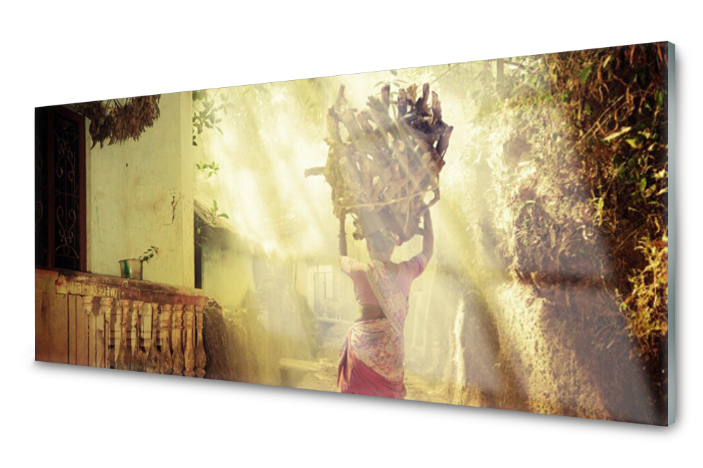 

Panel szklany do kuchni Kobieta Człowiek 125x50