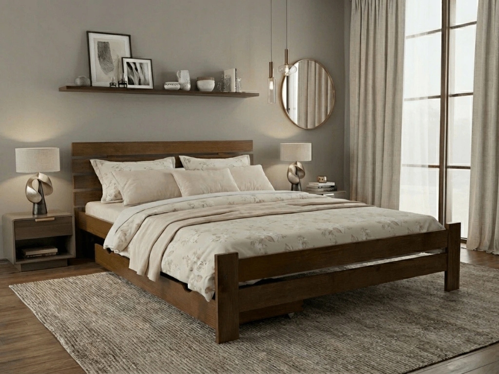 Postel Paris zvýšená 160×200 cm, dub lam. rošt, matr. Somnia 18 cm