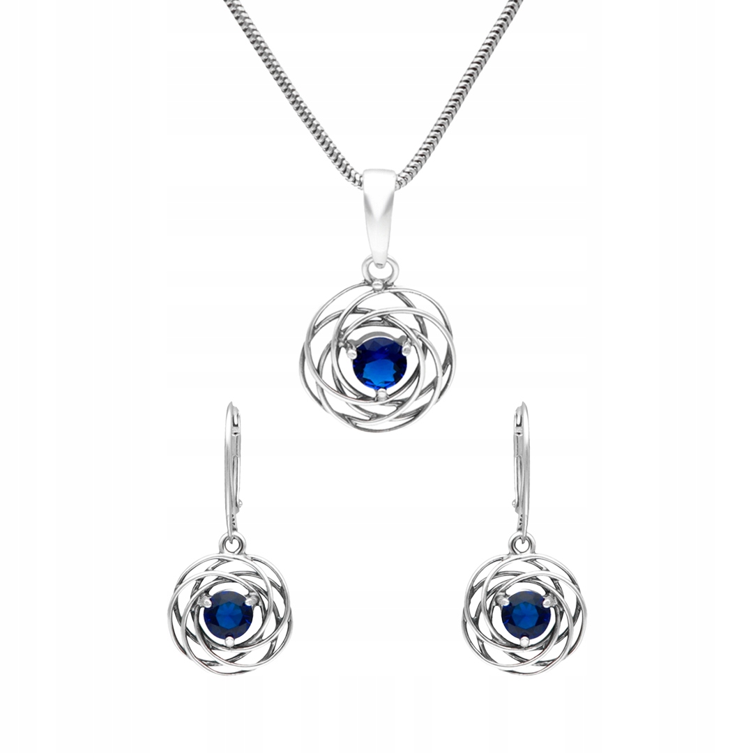 Sada koleček se safírovým zirkonem stříbro