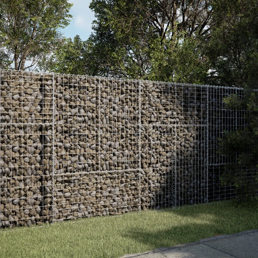 Gabionový koš s víkem 200 x 100 x 150 cm pozinkované železo Stříbrná 329521