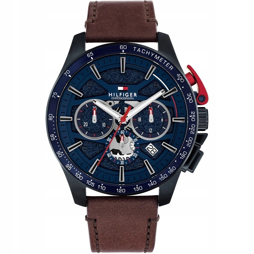 Pánské Hodinky Tommy Hilfiger 1792268 Bank Hnědé S Módním Řemínkem, Stopky