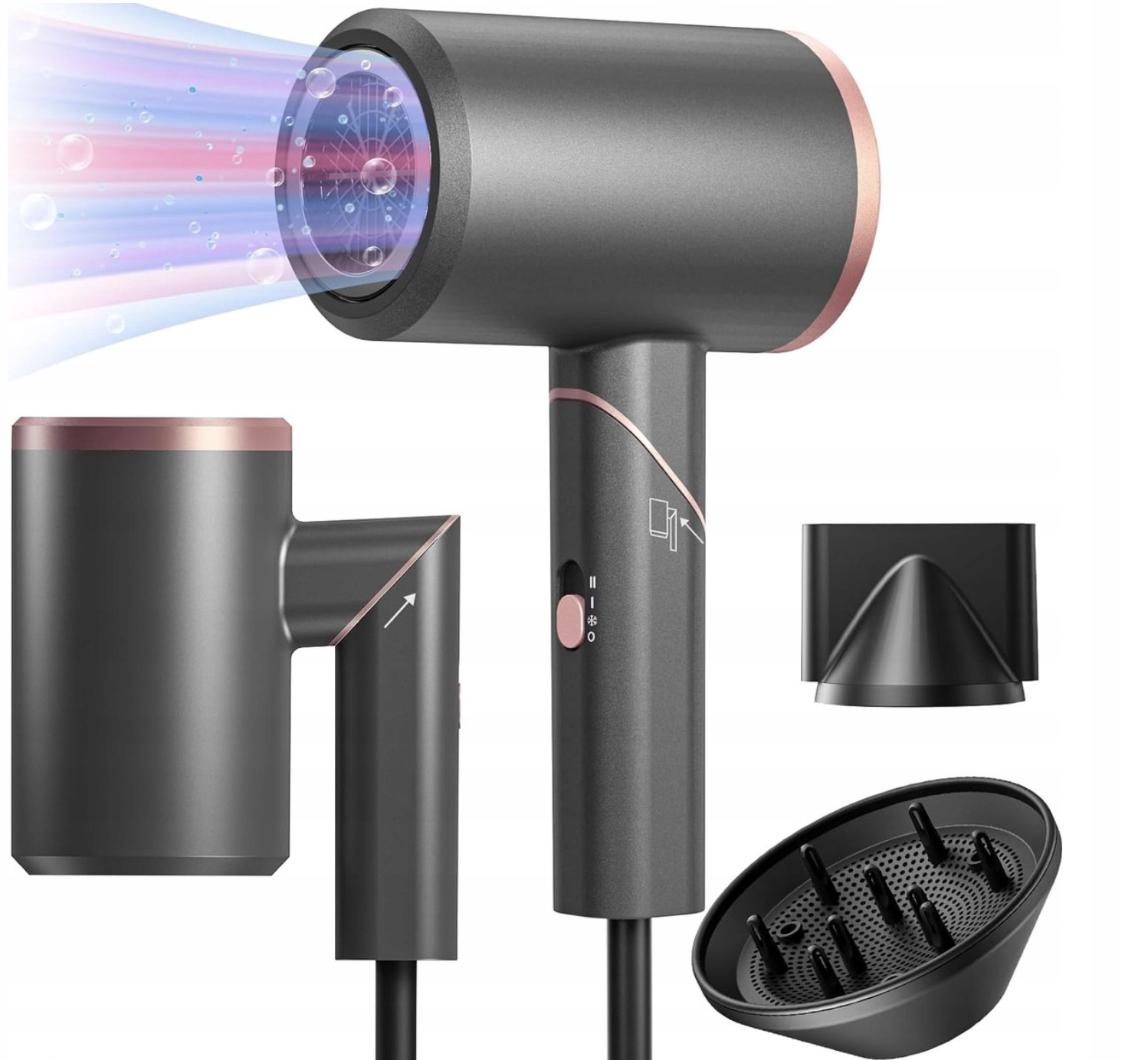 Profesionální skládací vysoušeč vlasů s iontovým difuzérem, 20000 ot/min