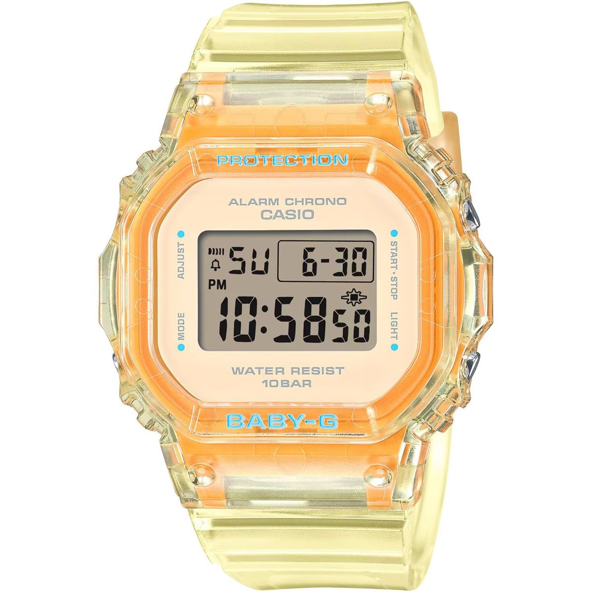 Casio Baby-G hodinky žluté průhledné obdélníkové BGD-565SJ-9ER