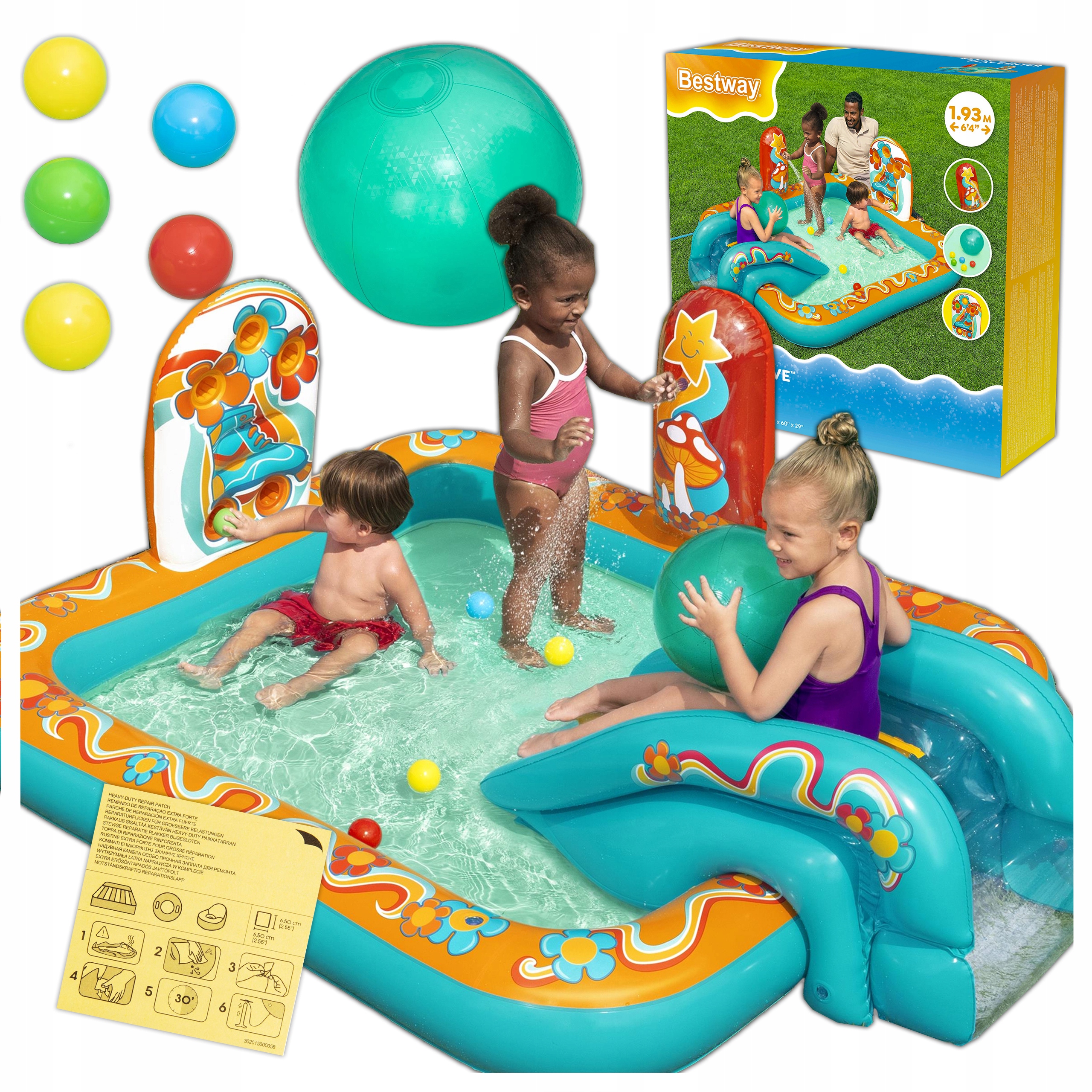 Dětské Hřiště Skluzavka Zavlažovač Plážový Míč Set Bestway 53164