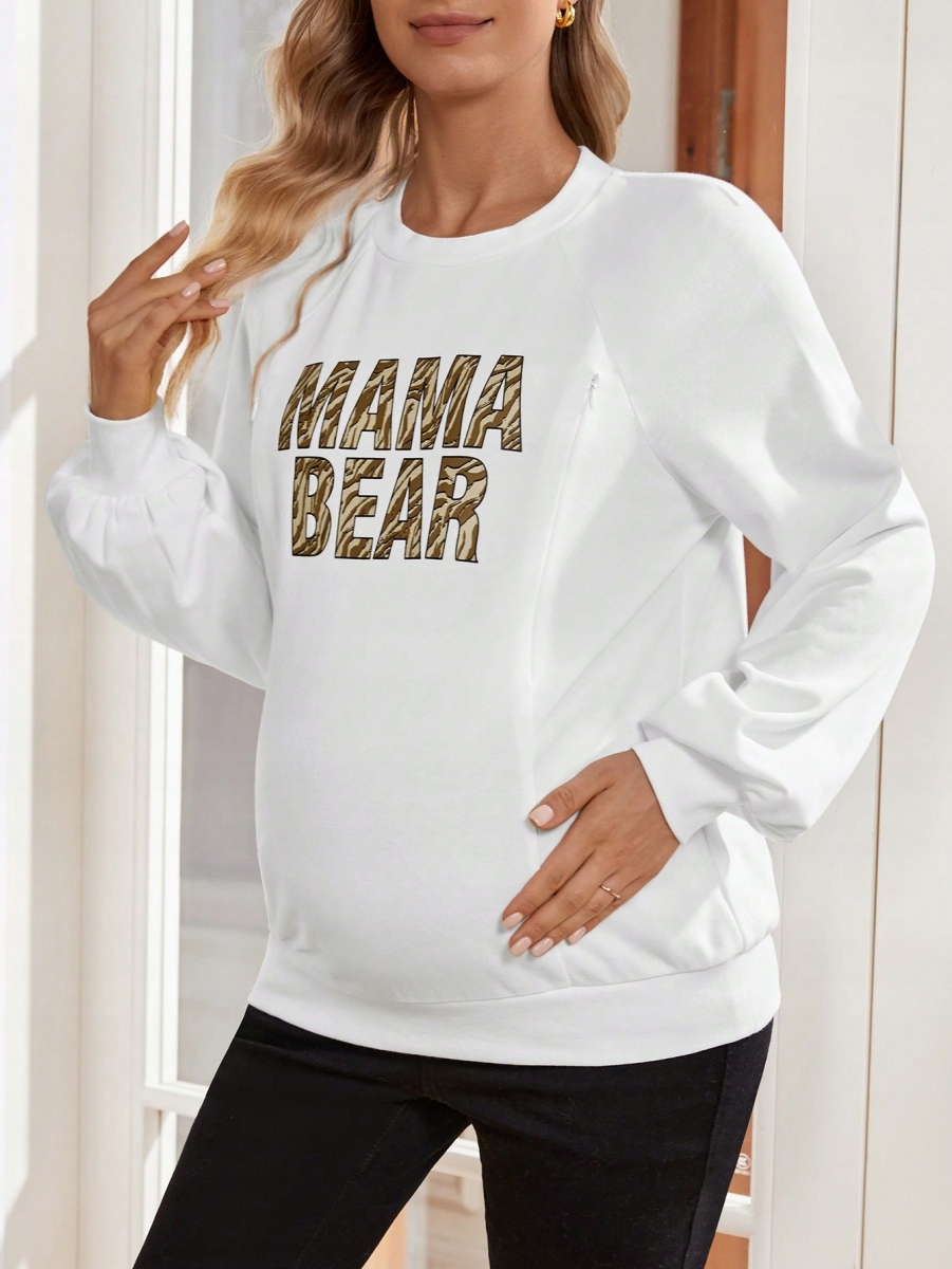 SHEIN MATERNITY BLUZA BIAŁA Z NAPISEM M 673 Rozmiar M