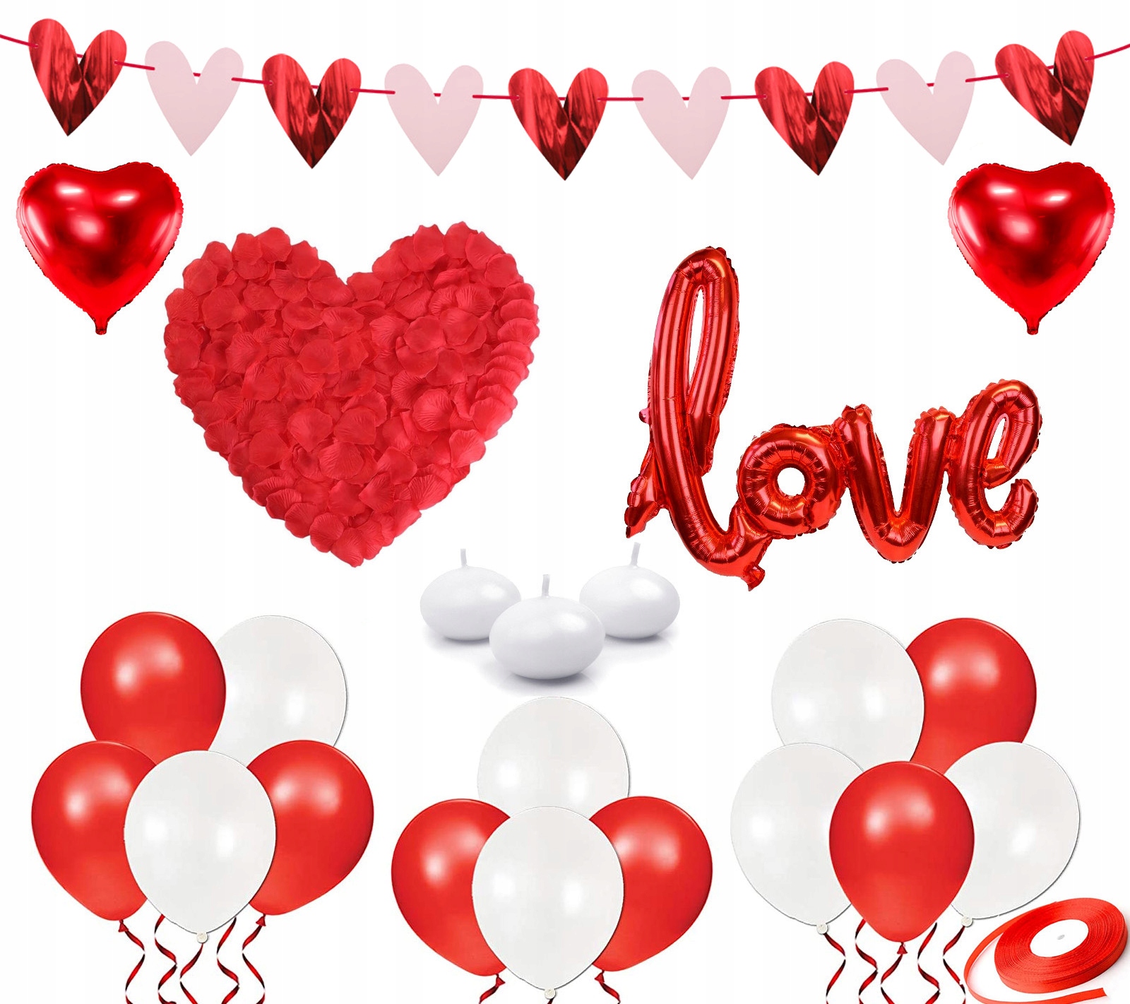 

Zestaw Balony na Walentynki Love Serca świeczki