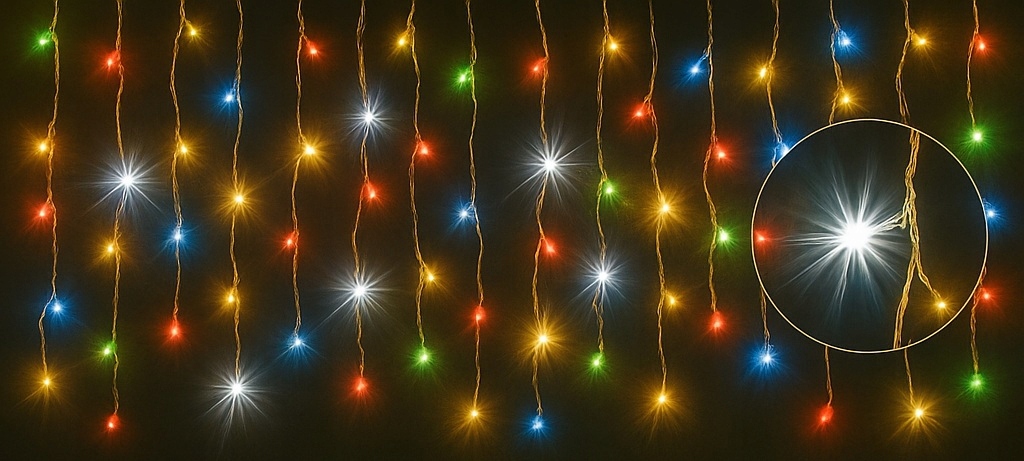 Lampki LED 300 Kurtyna Świetlna Sople ZEWNĘTRZNE Girlanda multikolor FLASH