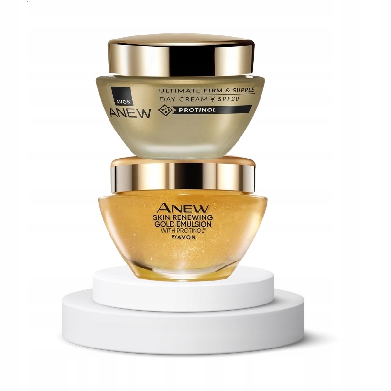 Anew Ultimate 45 + Ujędrnienie Krem na dzień + Emulsja ze złotem – zestaw