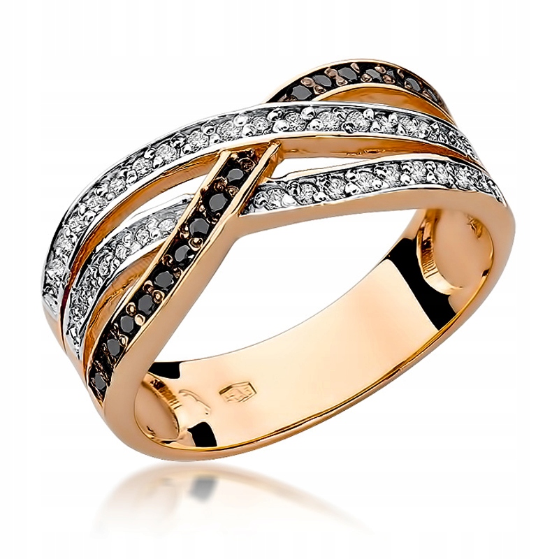 

Różowe złoto pierścionek obrączkowy czarne brylant