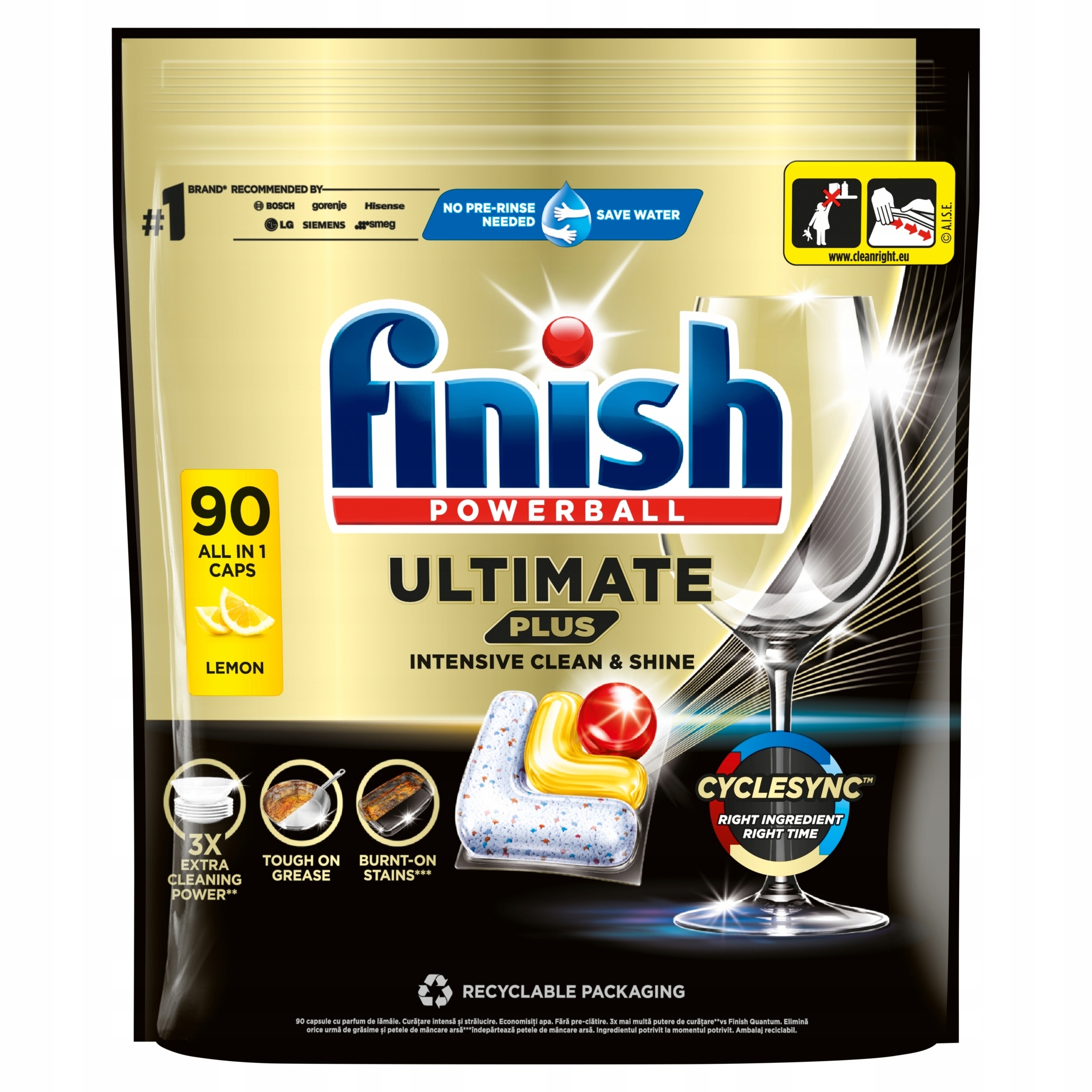 Finish Ultimate Plus Kapsułki do zmywarki Mycia Naczyń lemon cytryna 90szt