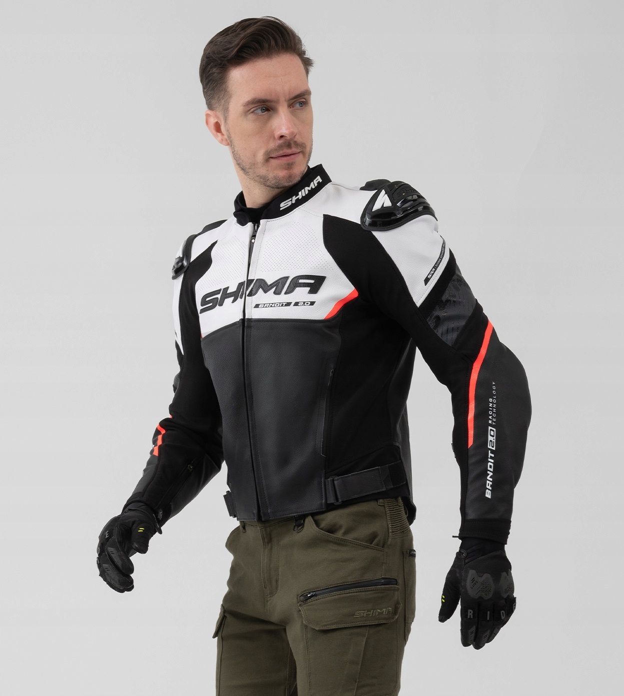 Kurtka motocyklowa SHIMA BANDIT 2.0 RED skórzana sportowa GRATISY Kolor biały czarny czerwony