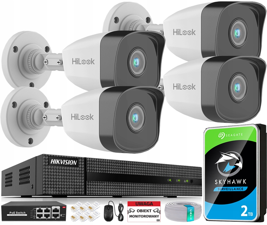 Sada na monitorovanie Ip 4x IPCAM-B5 5Mpx HiLook rekordér Hikvision Hdd 2TB