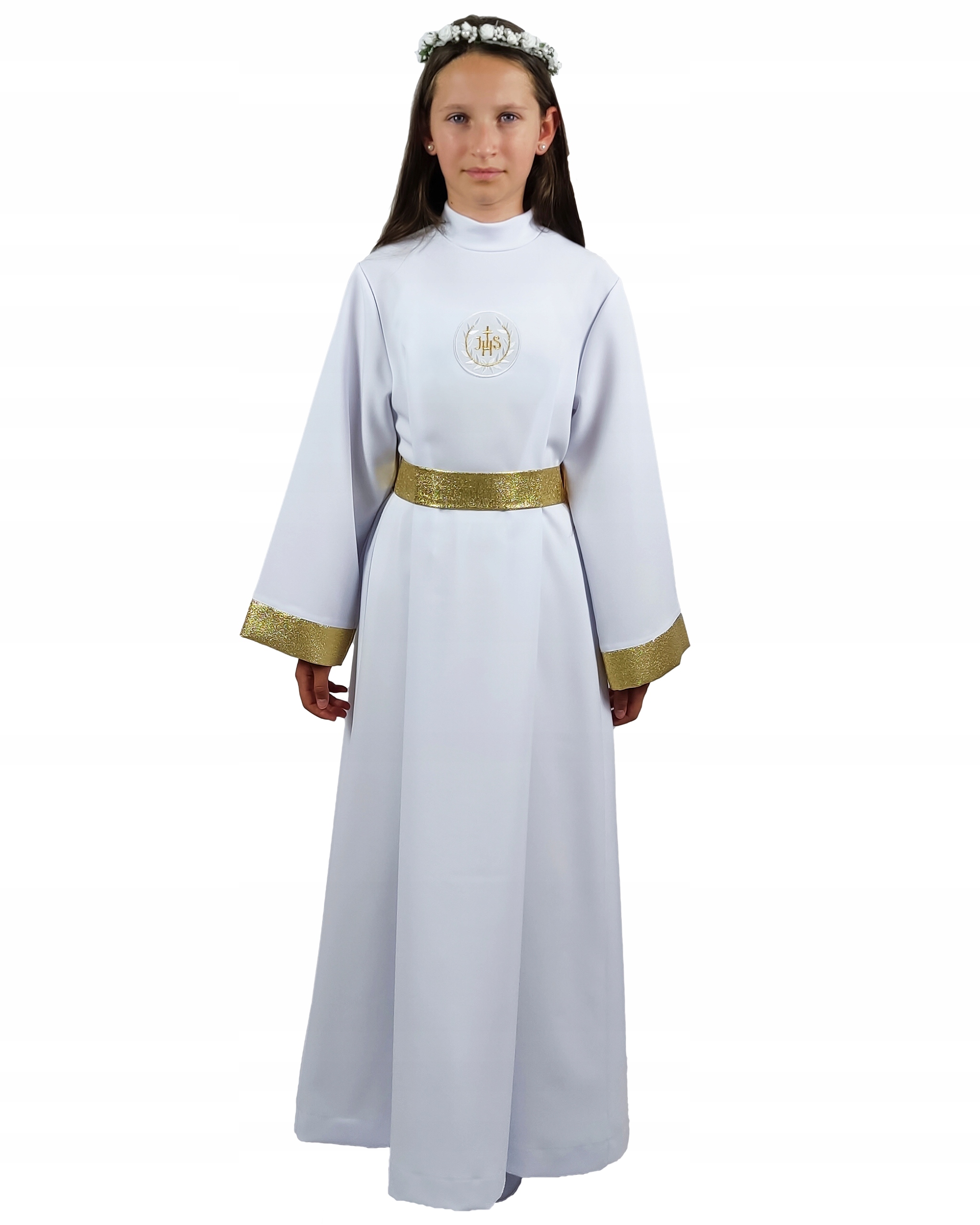 Alba komunijna - z szarfą dla dziewczynki - r. 128