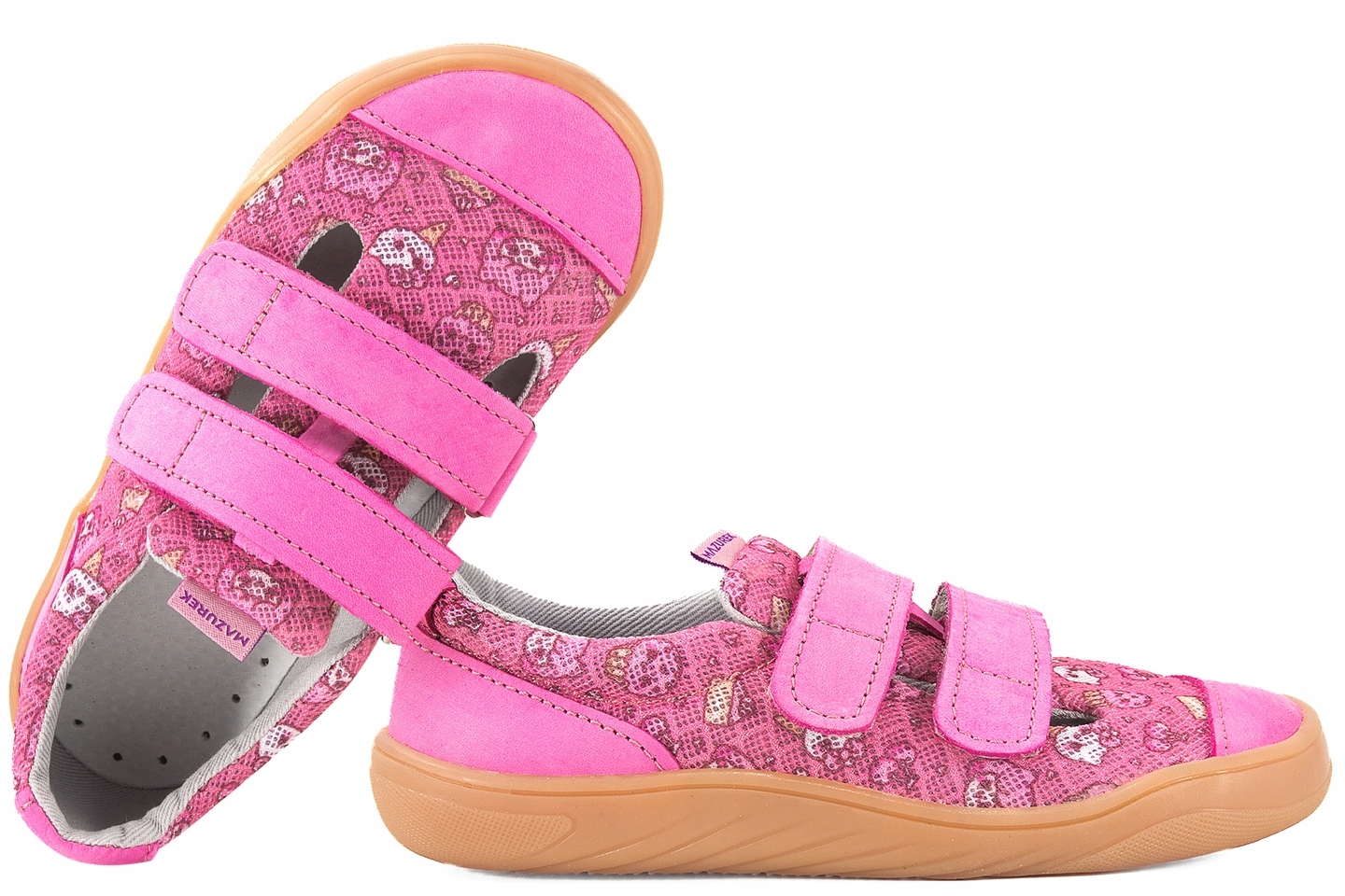 Mazurek Slipper Sweet Fuchsia Barefoot Skórzano-tekstylne Półbuty Kapcie 28