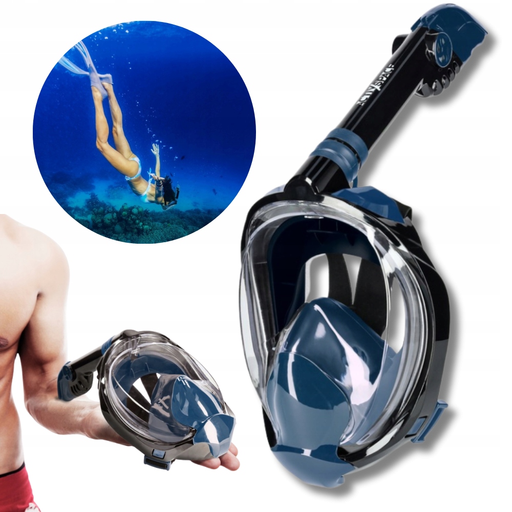 Potápěčské Brýle Na Potápění, celoobličejová, pro dospělé, Na Šnorchlování s trubičkou L/XL