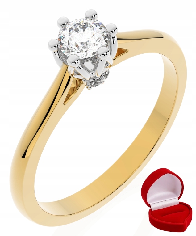 Zlatý Prstýnek 585 14k Diamant Lab Brylant 0,24 ct R12