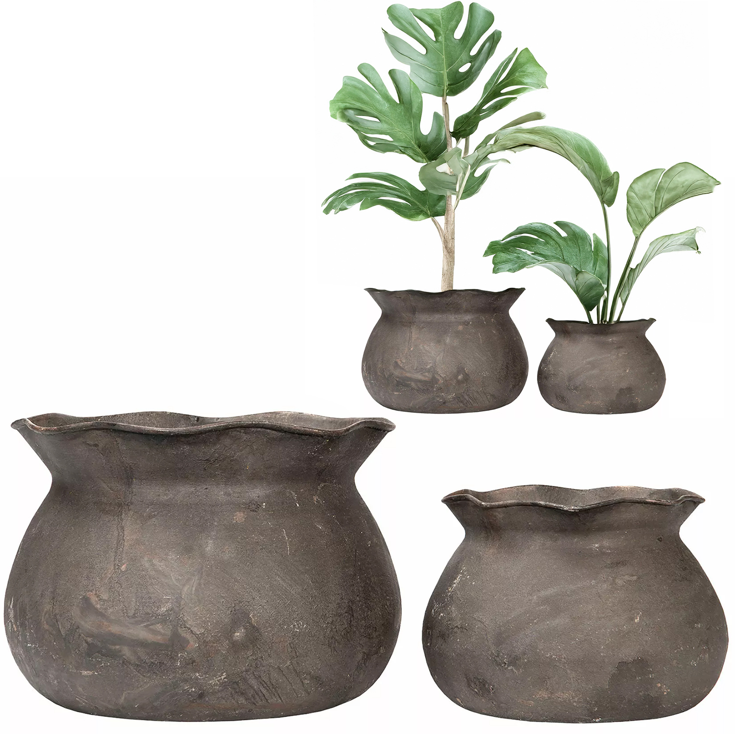 Květináč Velký Loft Kovový Šedý 2 ks na parapet balkon terasa obal na květináč