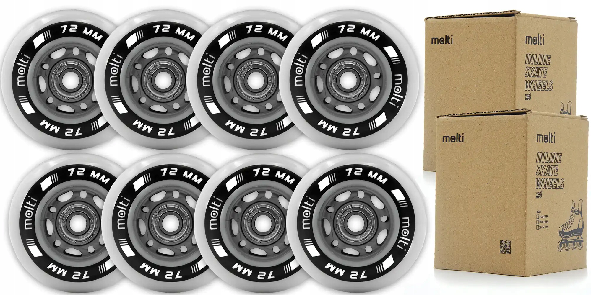 Komplet 8x kółka łożyska do rolek 72 mm + abec-9 molti Materiał PU