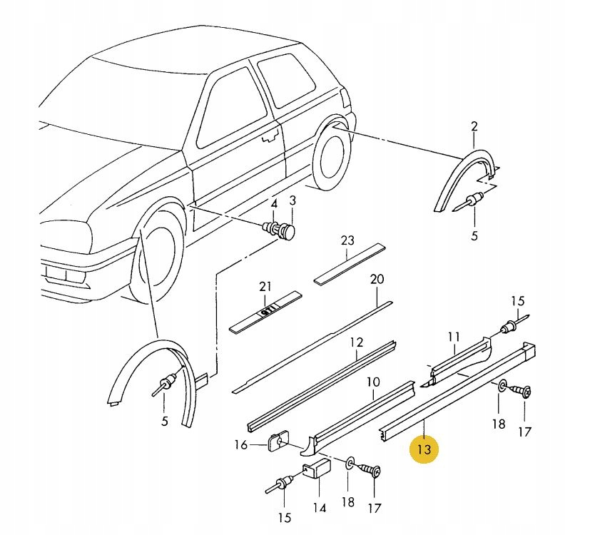 LISTWA PROGOWA VW GOLF 3 GTI VR6 VENTO LEWA Kolor czarny