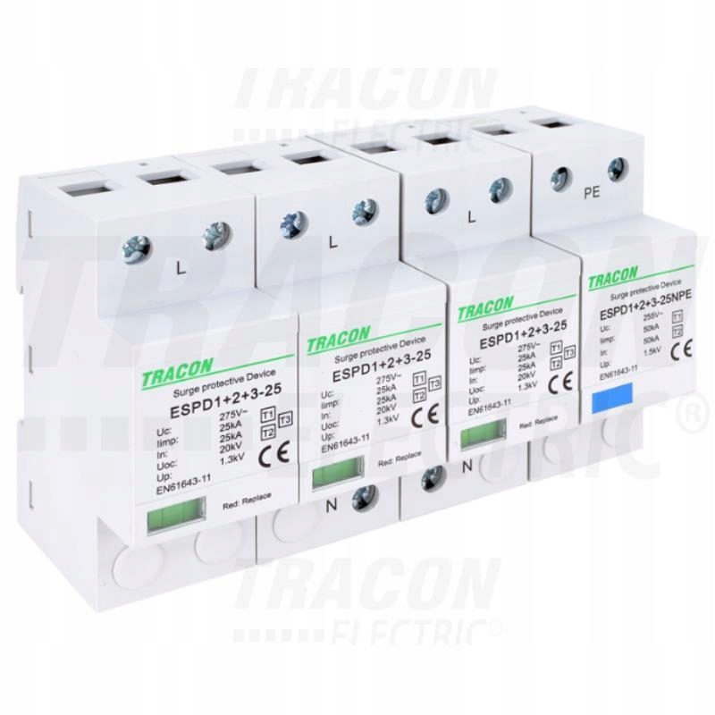 Obmedzovač prepätia T1+T2 Ac, jednotné puzdro ESPD1+2-50-4P
