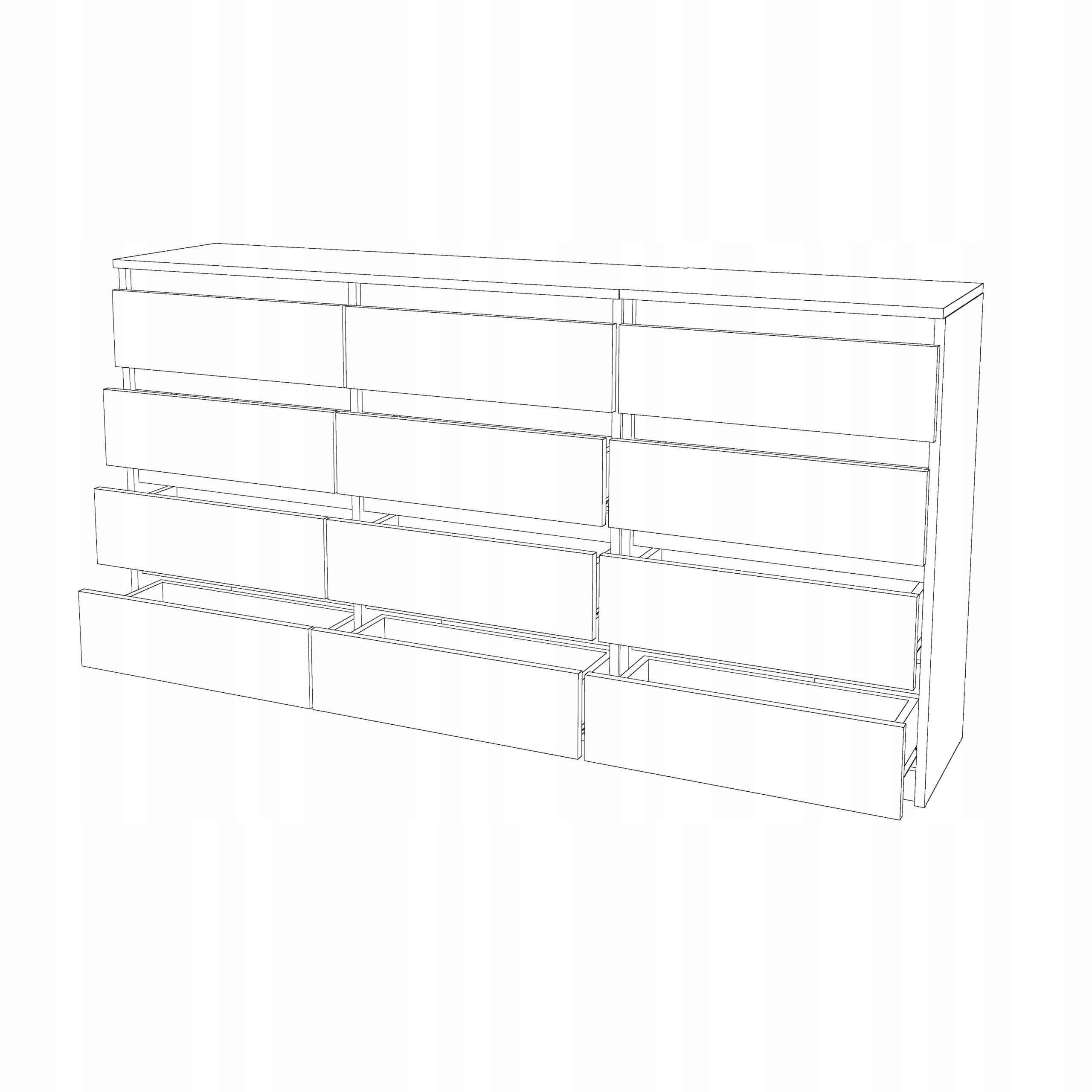 Duża Komoda z 12 Szufladami 180 CM Szara Dąb Wotan Szafka Rtv Nowoczesna Szerokość mebla 180 cm