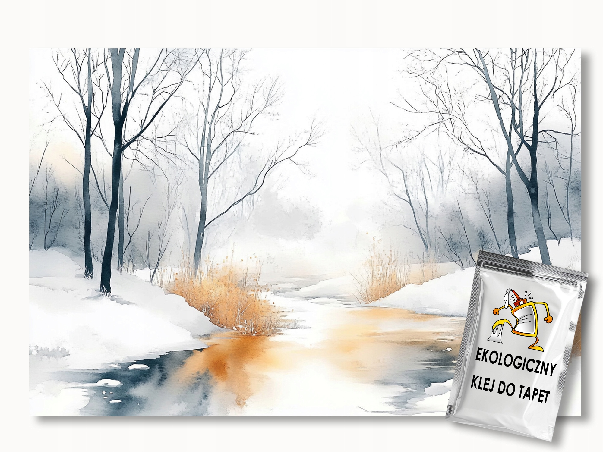 Fototapeta Flizelina Krajina Zima Sníh Stromy Řeka Potok 350x256 155g