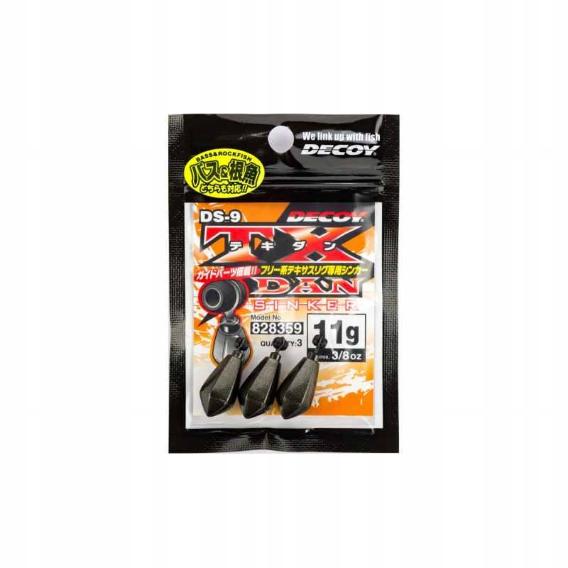 3 szt. Decoy Ciężarek przelotowy Tx-dan Sinker do Drop-Shota, Jig Rig -11g