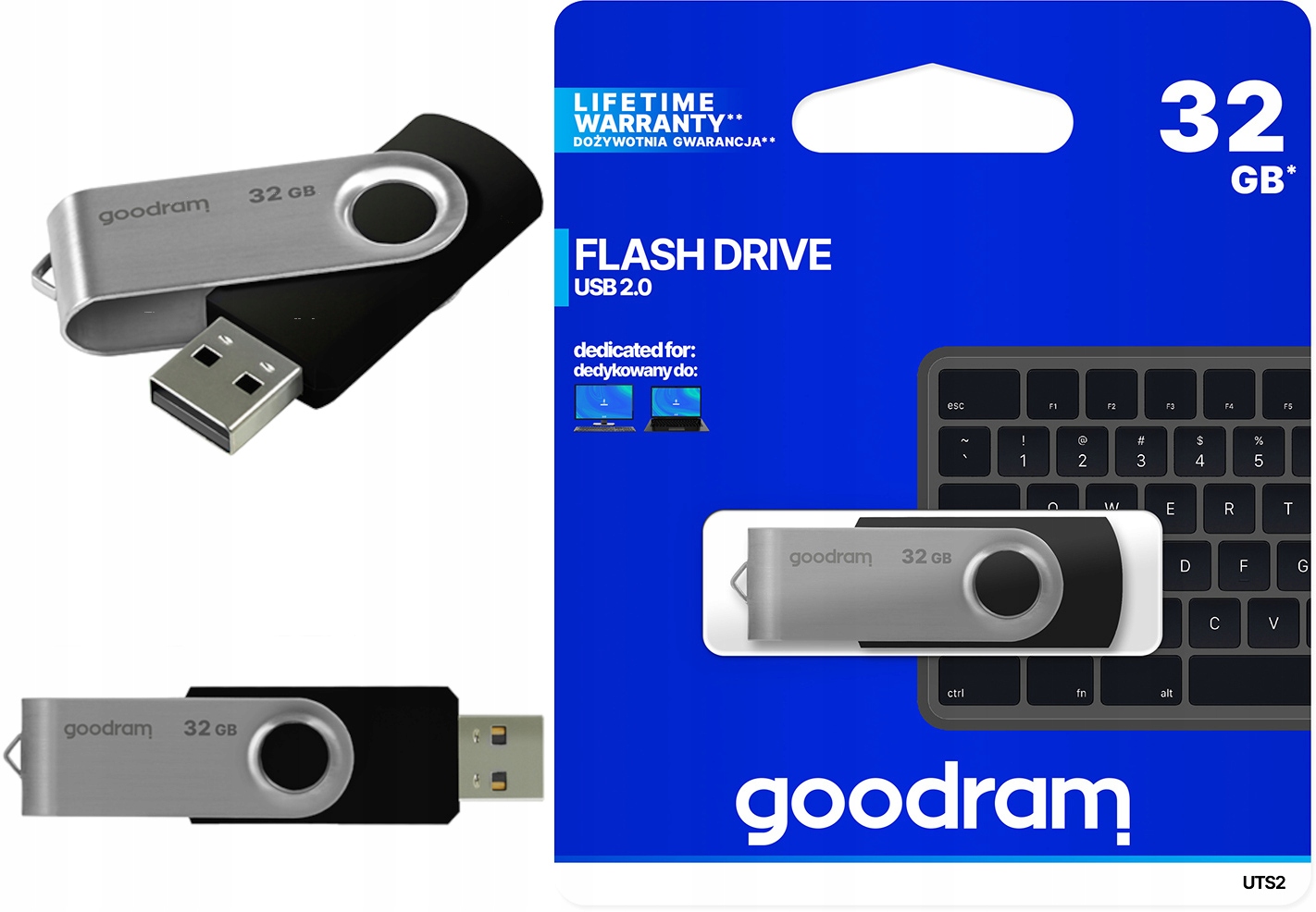 

Pendrive Goodram Usb 2.0 32GB UTS2 obrotowa osłona