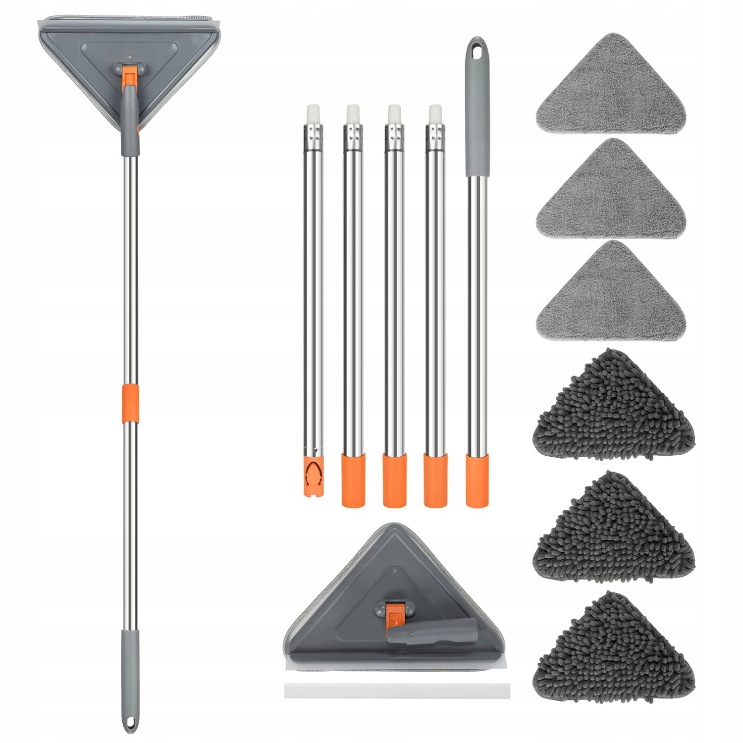 Levně Trojúhelníkový Plochý Mop Pro Čištění Stěn A Stropů Podlah Oken 6 Nástavců
