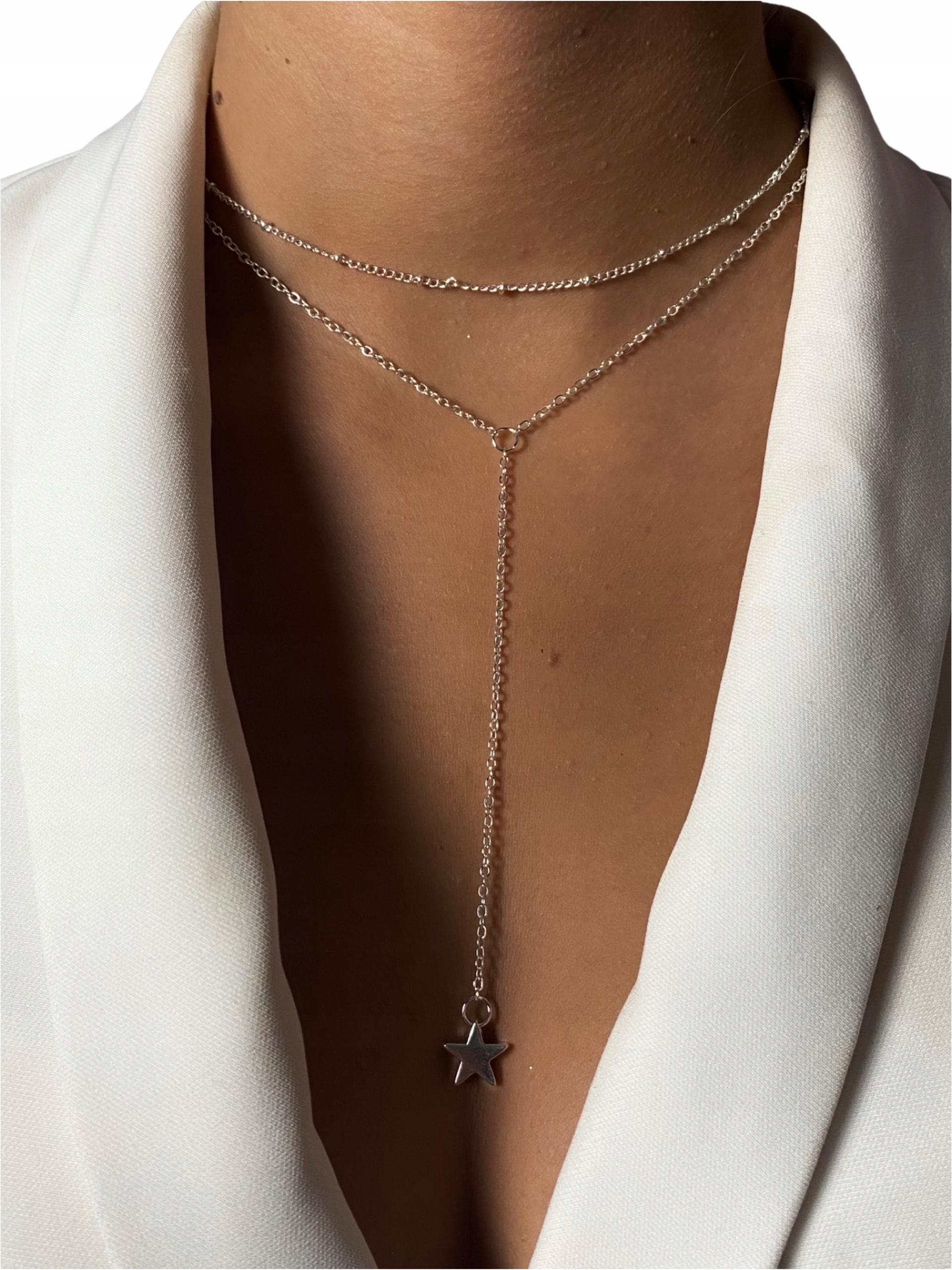 

Srebrny naszyjnik 2w1 Choker wisiorek Gwiazdka