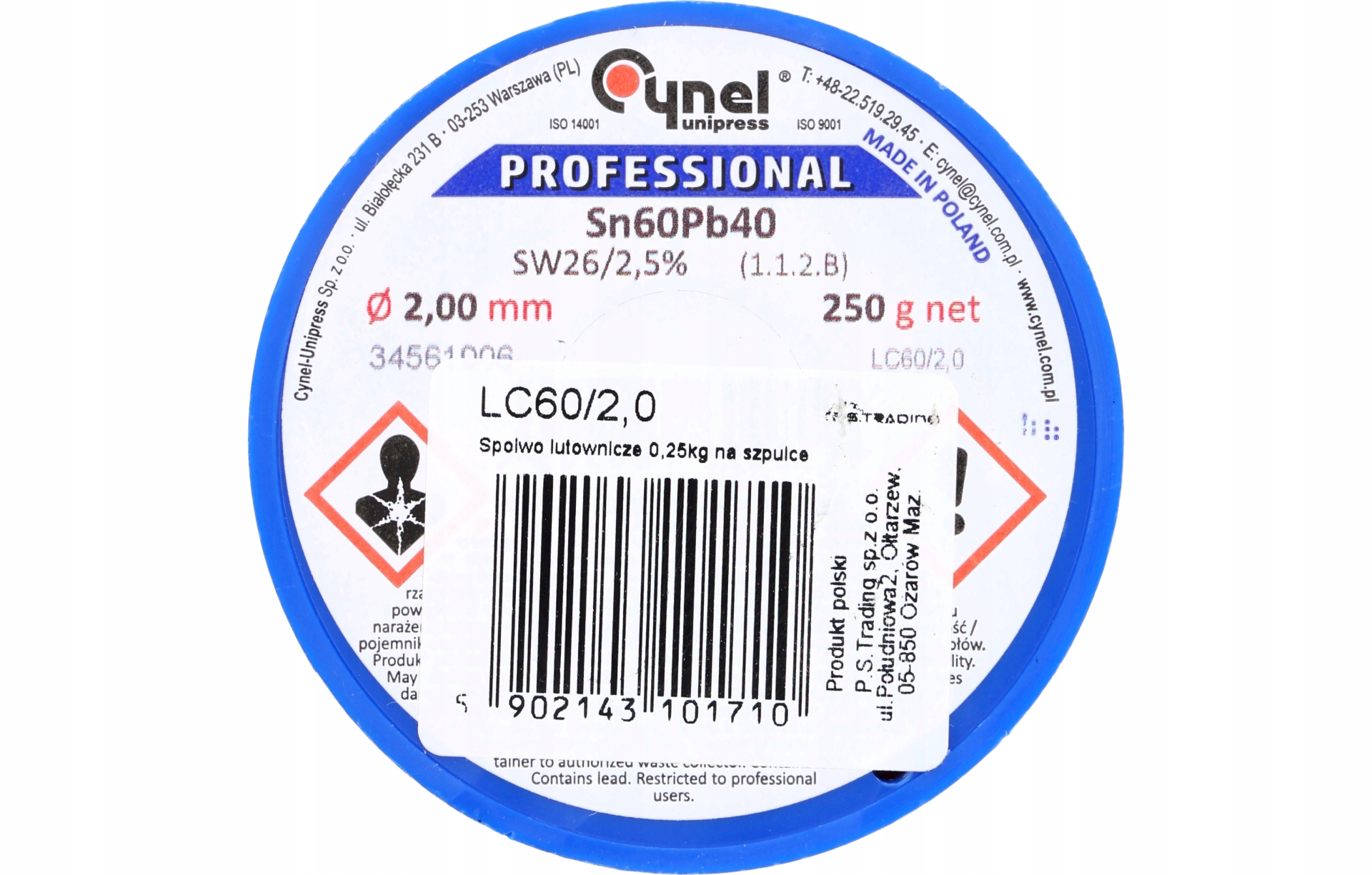 Pájecí pojivo Cín s tavidlem 2 mm 250 g Cynel Dílenský Sn60Pb40 SW26