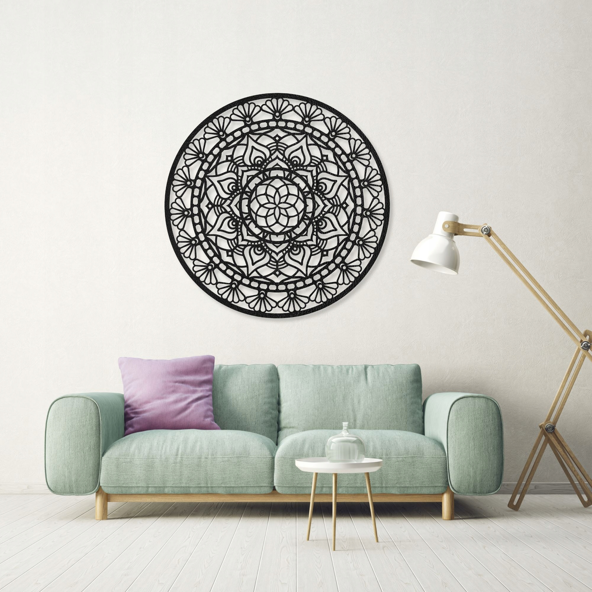 Drewniana Mandala, Kwiat Życia, Symbol Harmonii ściennej 120 CM Czarny Sentop