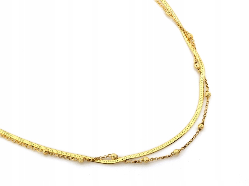 Stříbrný náhrdelník 925 pozlacený dvěma typy řetízkových vazeb s kuličkami