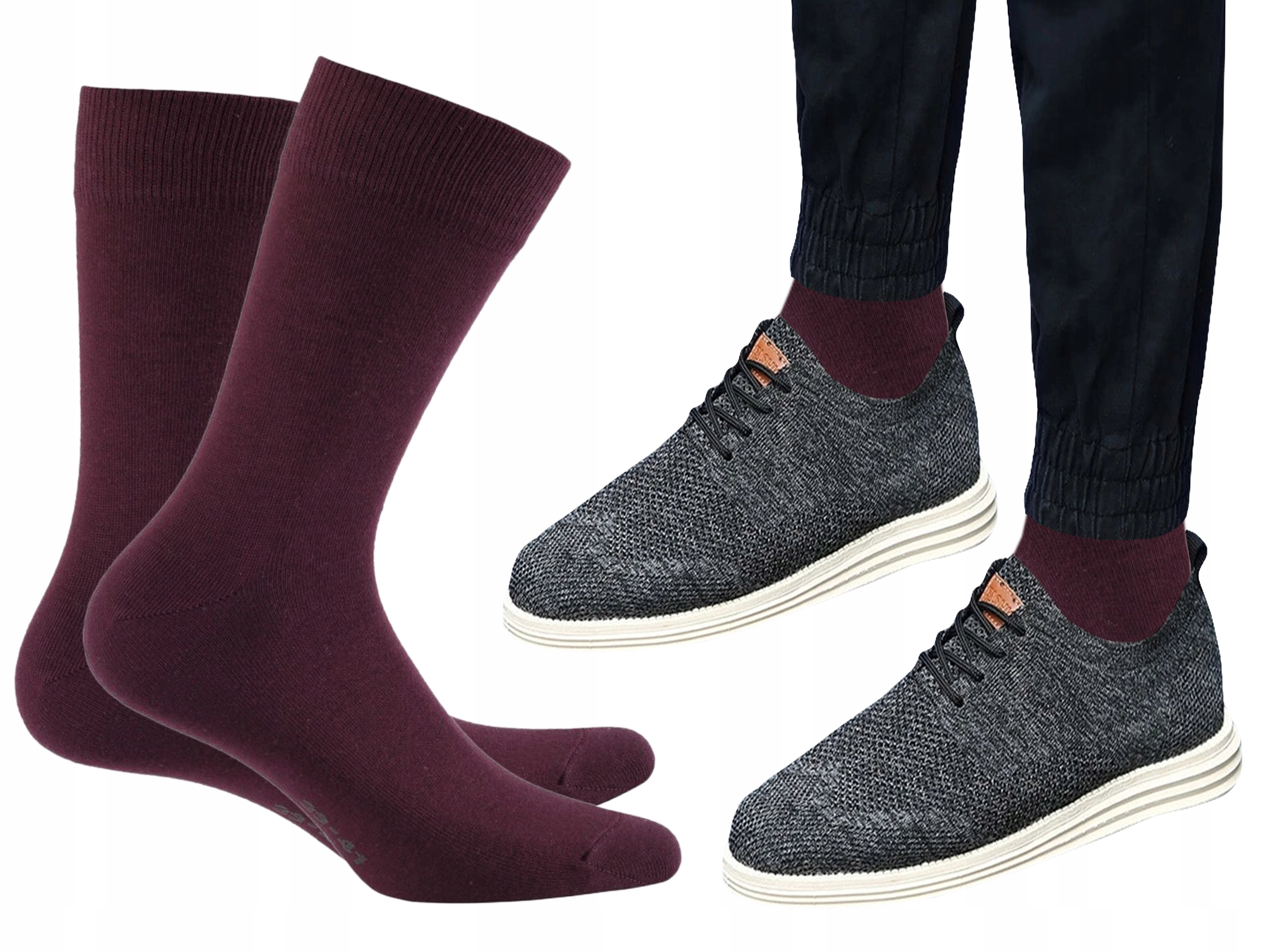 

Skarpety Męskie Wola Casual, Bordowe, 45/47