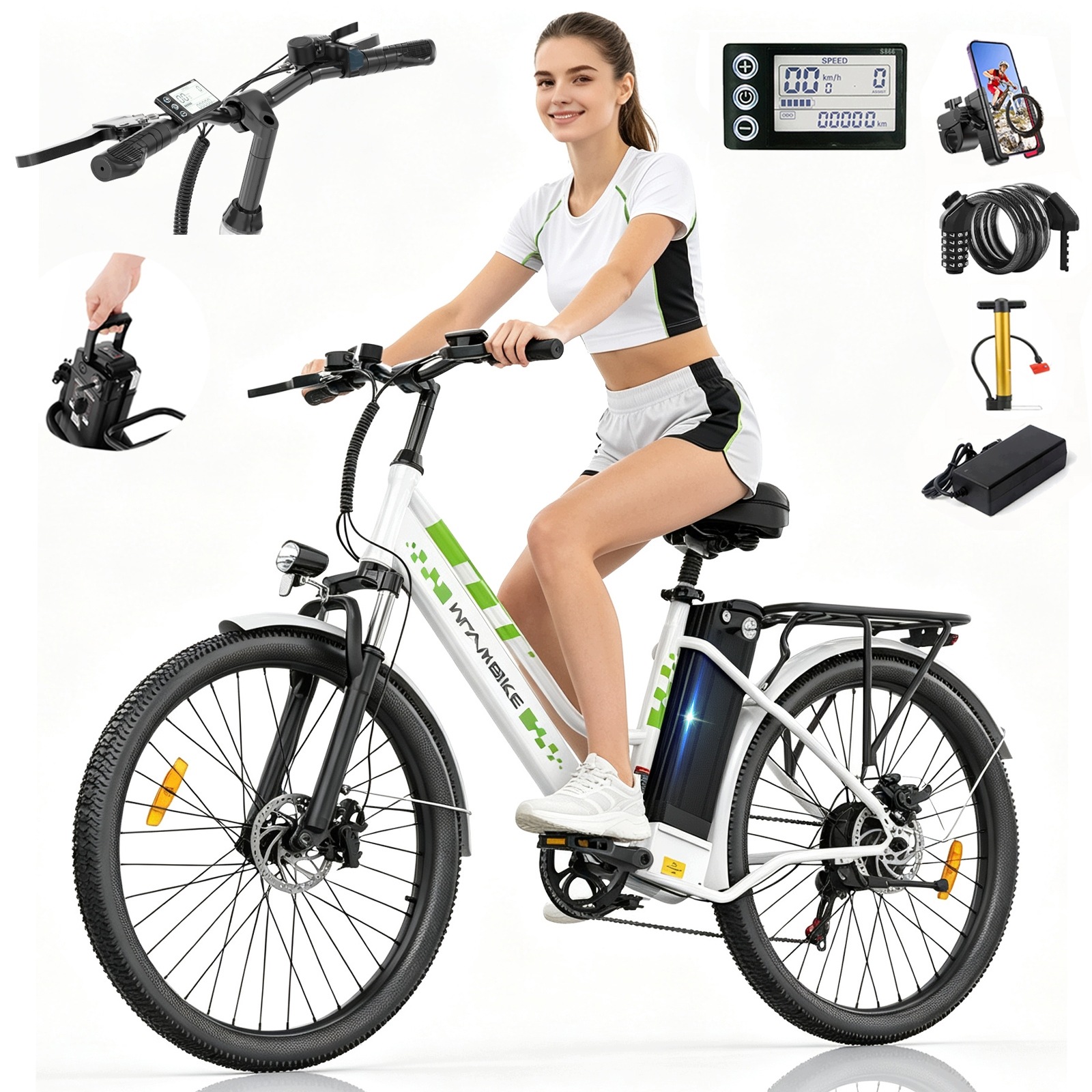 Rower Elektryczny miejski dla dorosłych 250W 20Ah 26" Witambike 7 biegów Pl