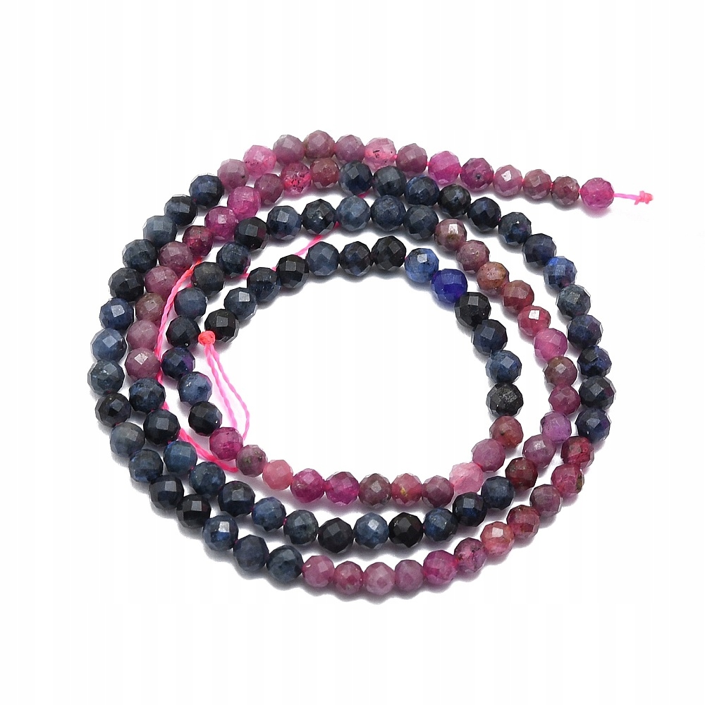 Korálky Přírodní Červený Korund/Rubin a Safír, 3mm, 125 Ks/37cm/nic