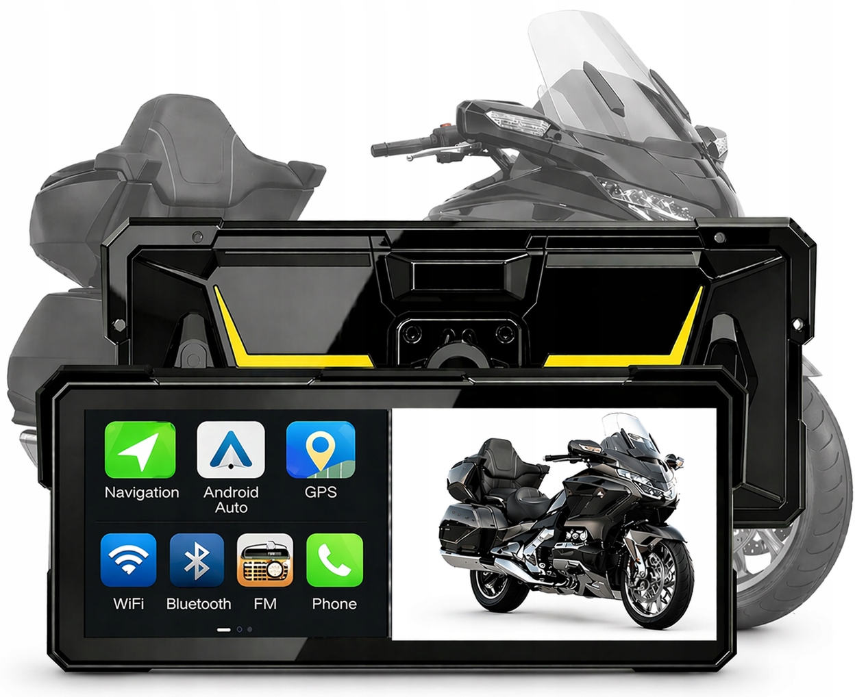 Navigácia Motocyklová multimediálna stanica Android Auto CarPlay 8.1" Bt 2GB