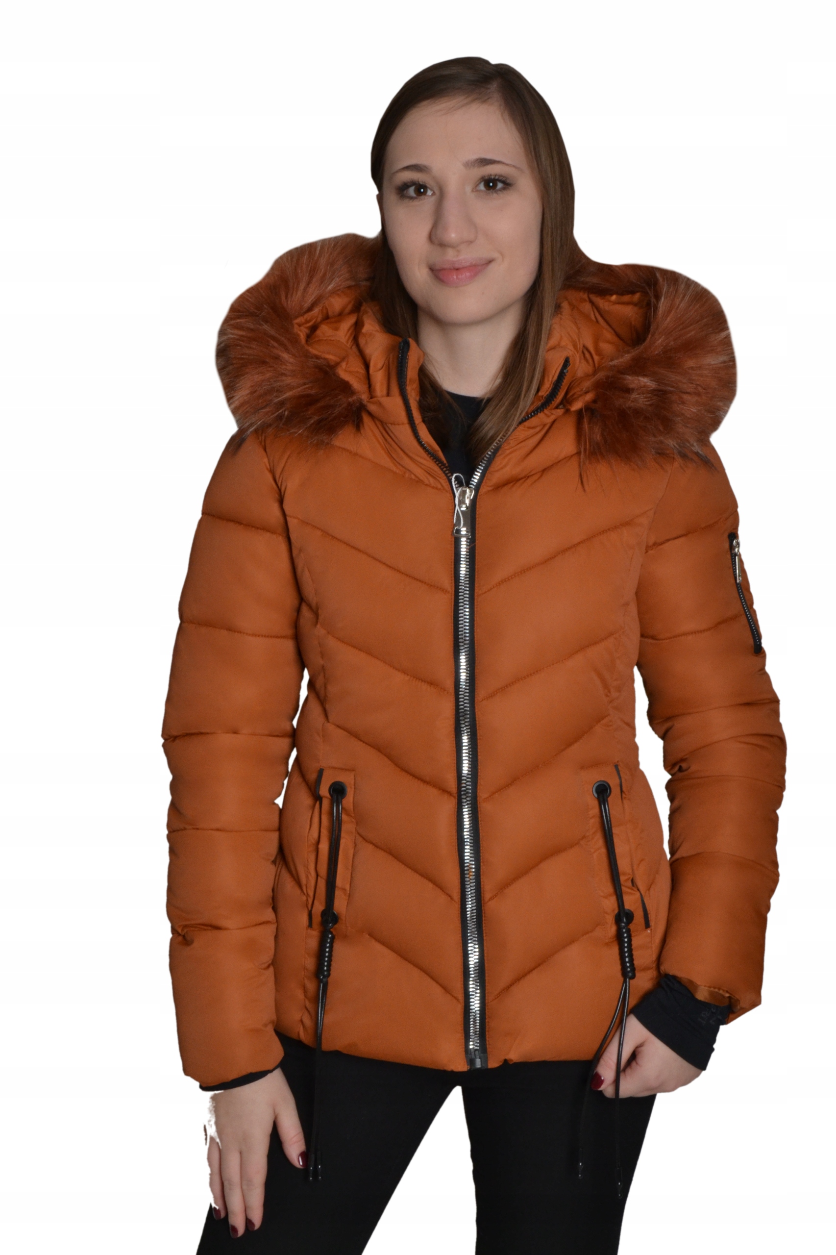 

Zimowa kurtka damska pikowana z obszyciem r.42/XL