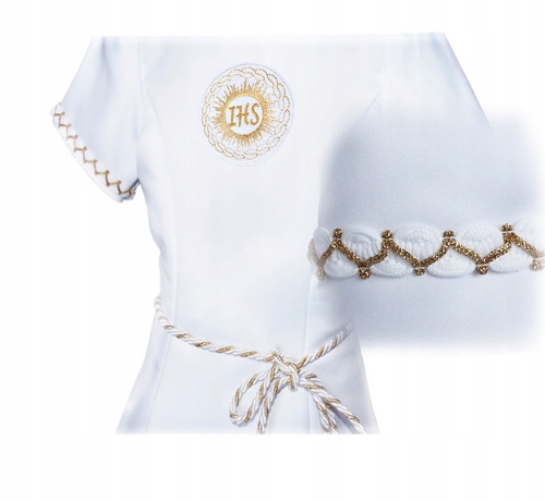 Alba do komunii zestaw bolerko sukienka komunijna lamowana sznur Irma 134 Materiał dominujący satyna