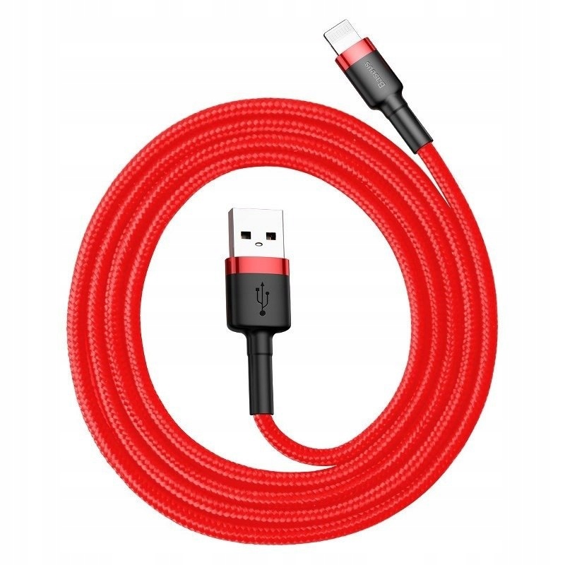 Kabel Lightning Usb Baseus Cafule 2.4A 1m (czerwony)