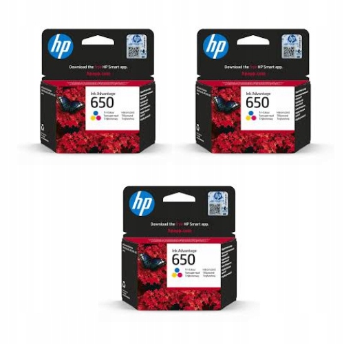 3x Inkoust Hp 650 Barva CZ102AE