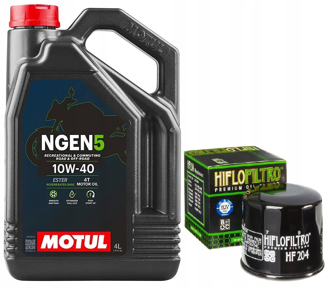 Olej Motul NGEN5 10W40 4L Filtr HF204, Honda NC750S, 14-19r.