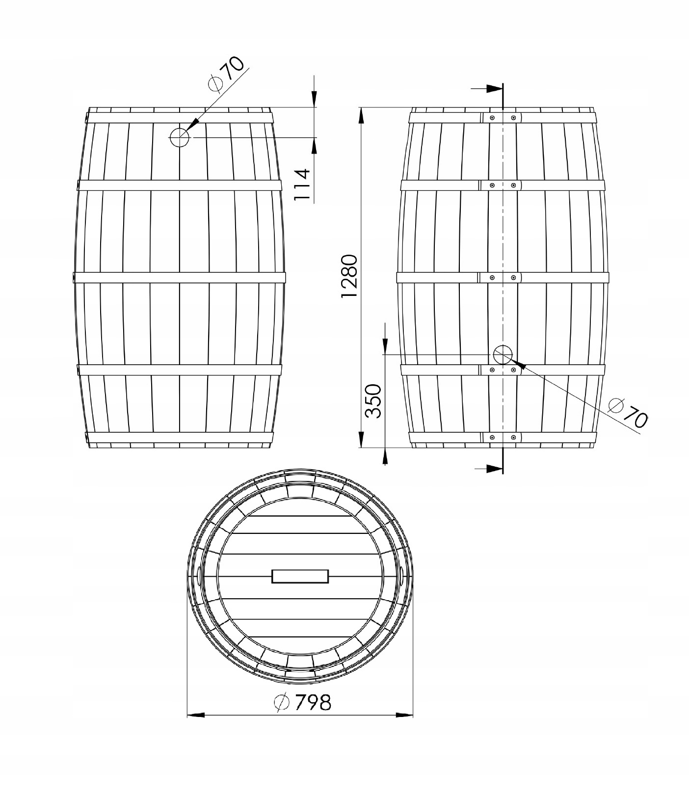 Zbiornik Beczka 500L BioBarrel500 Brąz NA DESZCZÓWKĘ OZDOBNA DEKORACYJNA Waga 21 kg